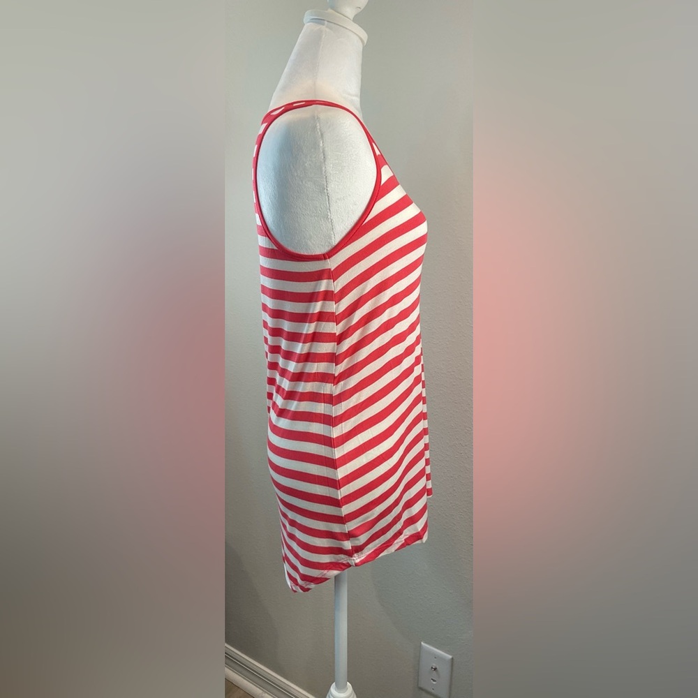 Red and White Striped Women's Tank Top by Color Bear - Picture 2 of 6
